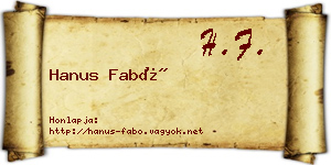 Hanus Fabó névjegykártya